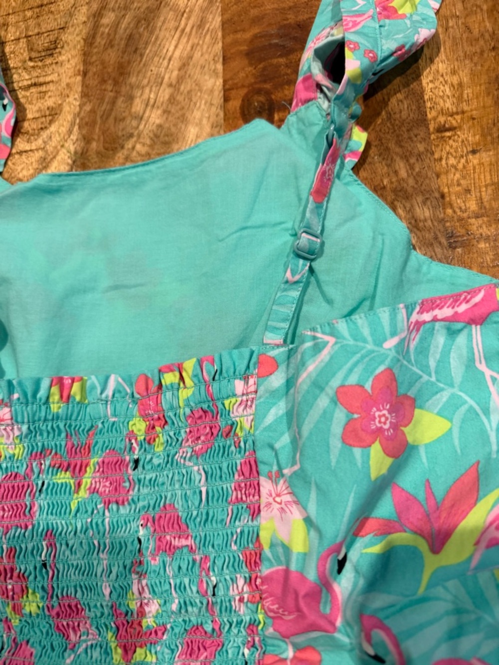 Gymboree Flamingo Ruffle Tropical Dress Size Medium - Picture 7 of 8